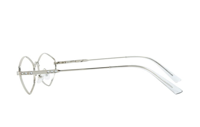 Glasseslit 100394 Geometric Spring Hinge Eyeglasses C3, Silver frame, view 5