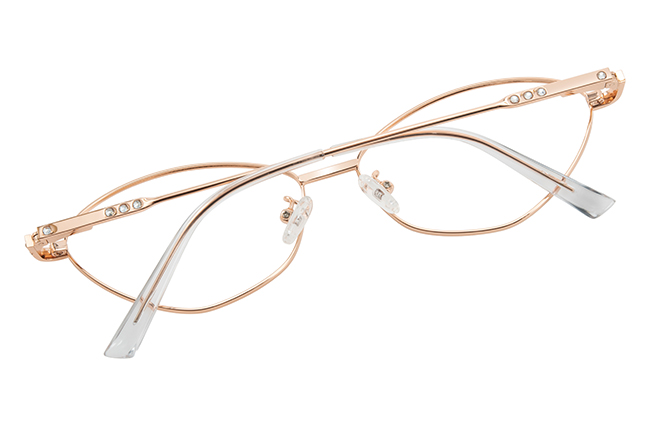 Glasseslit 100395 Geometric Spring Hinge Eyeglasses C4, Rose Gold frame, view 3