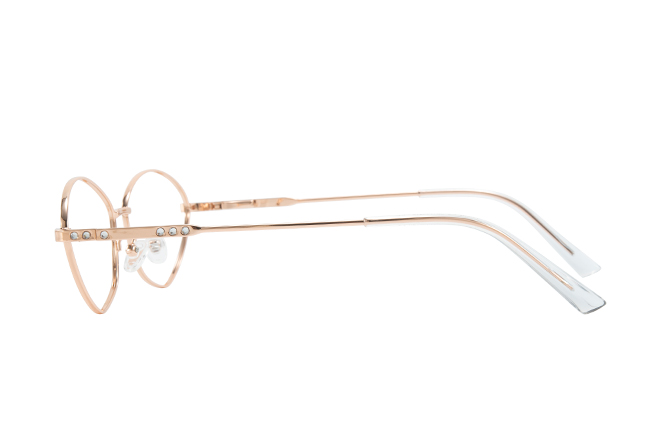 Glasseslit 100395 Geometric Spring Hinge Eyeglasses C4, Rose Gold frame, view 5