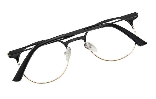 Glasseslit 100398 Browline Spring Hinge Eyeglasses C1, Black frame, view 3