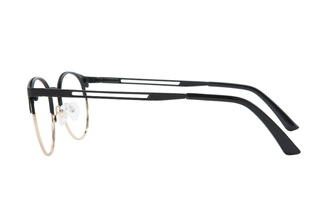 Glasseslit 100398 Browline Spring Hinge Eyeglasses C1, Black frame, view 5