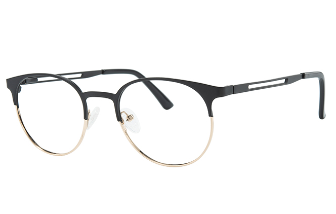 Glasseslit 100398 Browline Spring Hinge Eyeglasses C1, Black frame