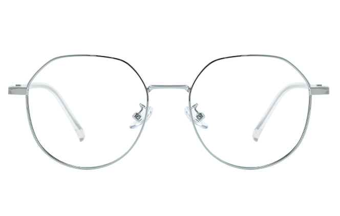 Glasseslit 100401 Geometric Eyeglasses C2, Silver frame, view 4