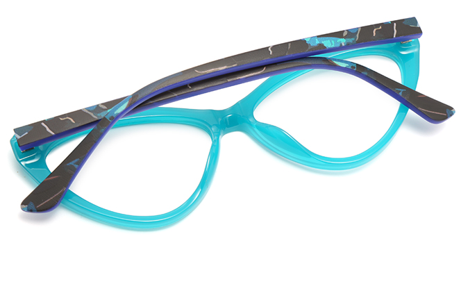 Glasseslit 200603 Cateye Spring Hinge Eyeglasses C4, Blue frame, view 3