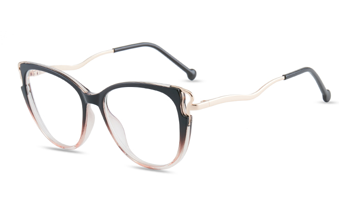 Glasseslit 200613 Cateye Spring Hinge Eyeglasses C2, Black frame