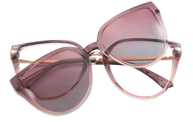 Glasseslit 200636 Cateye Spring Hinge Magnetic Clip on Eyeglasses C5, Brown frame, view 2