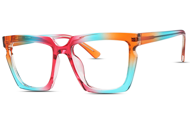 Glasseslit 200640 Square Spring Hinge Eyeglasses C3, Rainbow frame