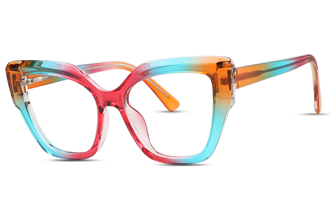 Glasseslit 200643 Cateye Spring Hinge Eyeglasses C3, Rainbow frame