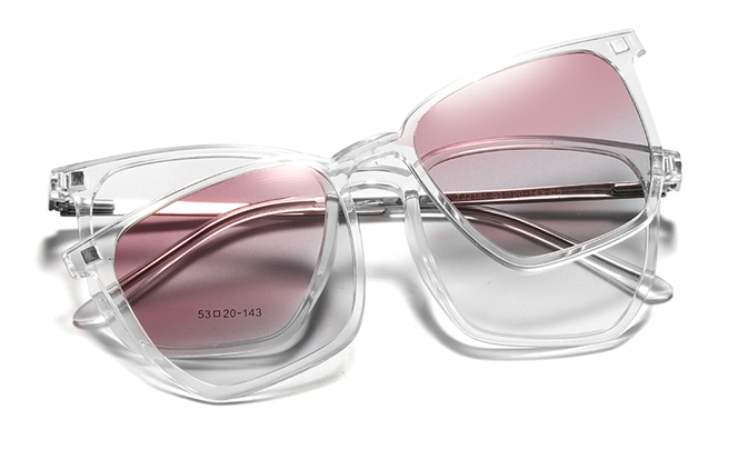 Glasseslit 200675 Square Magnetic Clip on Glasses C5, Clear frame, view 4