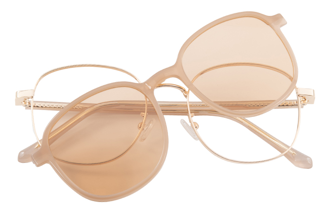 Glasseslit 200703 Round Magnetic Clip on Eyeglasses C4, Pink frame, view 4