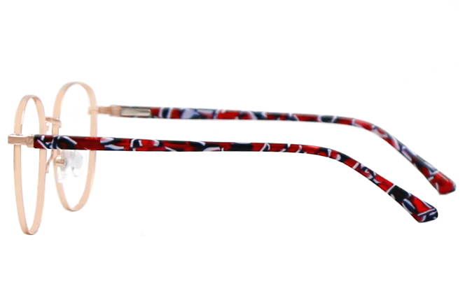 Glasseslit 200721 Round Spring Hinges Eyeglasses C3, Rose Gold frame, view 5