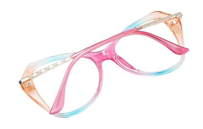Glasseslit 200778 Cateye Spring Hinge Eyeglasses clear, Rainbow frame, view 3