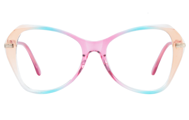 Glasseslit 200778 Cateye Spring Hinge Eyeglasses clear, Rainbow frame, view 4