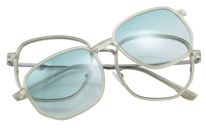 Glasseslit 200781 Geometric Magnetic Clip on Eyeglasses C5, Green frame, view 4