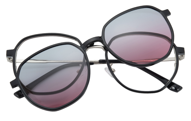 Glasseslit 200784 Geometric Magnetic Clip on Eyeglasses C2, Black frame, view 4