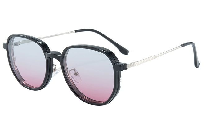 Glasseslit 200784 Geometric Magnetic Clip on Eyeglasses C2, Black frame