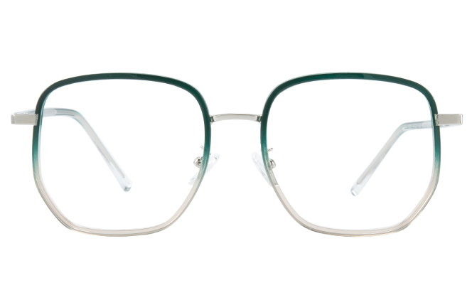 Glasseslit 200787 Geometric Magnetic Clip on Eyeglasses C5, Green frame, view 2