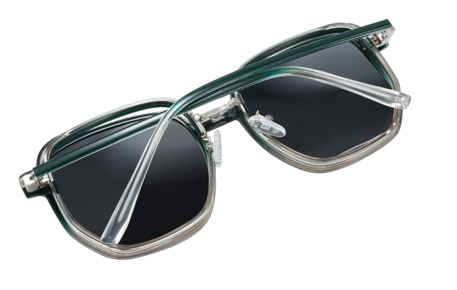 Glasseslit 200787 Geometric Magnetic Clip on Eyeglasses C5, Green frame, view 3