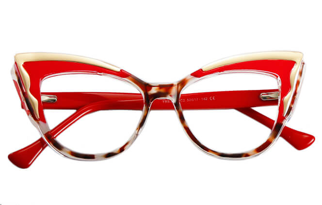 Glasseslit 200804 Cateye Spring Hinge Eyeglasses C2, Red frame, view 2