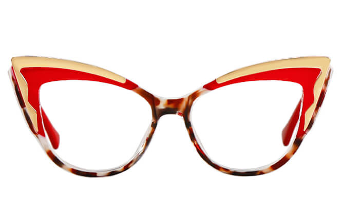 Glasseslit 200804 Cateye Spring Hinge Eyeglasses C2, Red frame, view 4