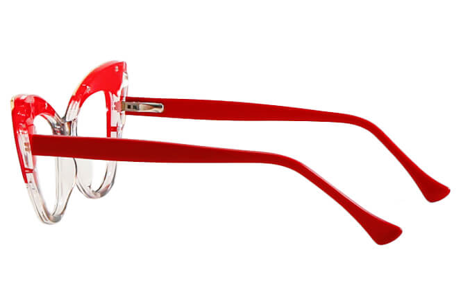 Glasseslit 200804 Cateye Spring Hinge Eyeglasses C2, Red frame, view 5