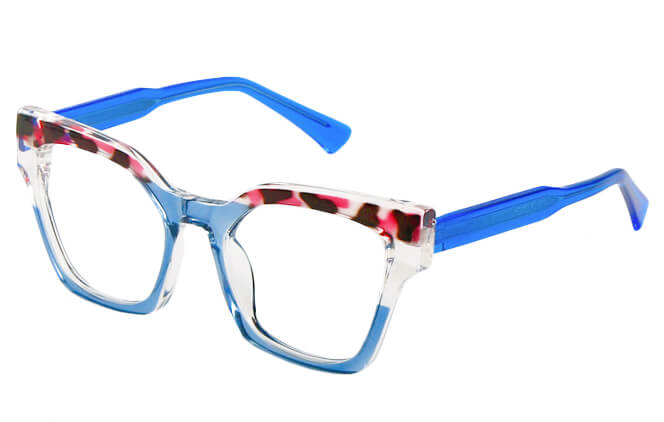 Glasseslit 200805 Cateye Spring Hinge Eyeglasses C3, Blue frame