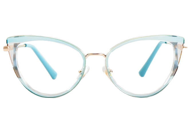 Glasseslit 200806 Cateye Spring Hinge Eyeglasses C5, Blue frame, view 4