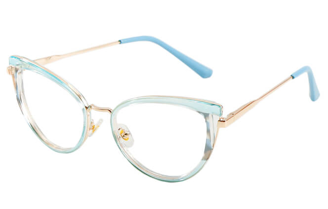 Glasseslit 200806 Cateye Spring Hinge Eyeglasses C5, Blue frame