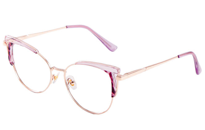 Glasseslit 200807 Cateye Spring Hinge Eyeglasses C5, Purple frame