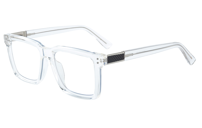 Glasseslit 200808 Rectangle Spring Hinge Eyeglasses C3, Amber frame