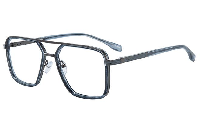 Glasseslit 200809 Aviator Spring Hinge Eyeglasses C4, Clear frame