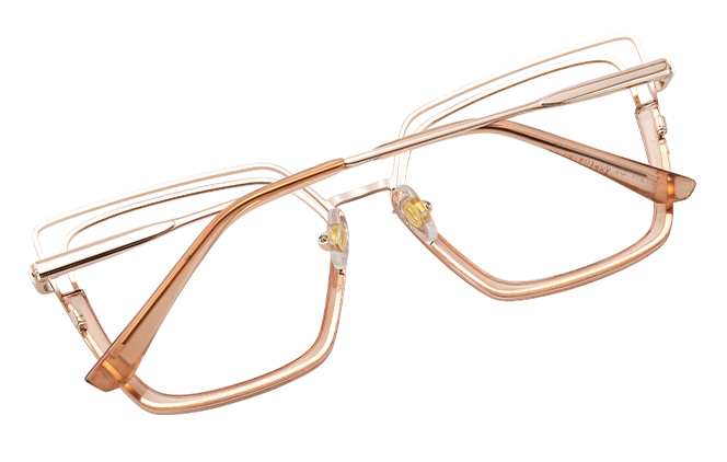 Glasseslit 200811 Cateye Spring Hinge Eyeglasses C5, Orange frame, view 3