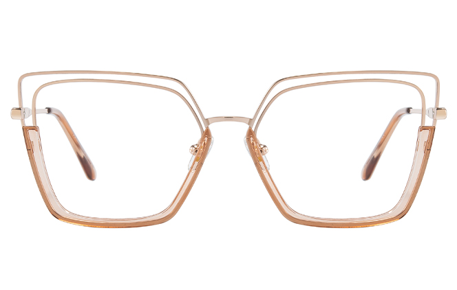 Glasseslit 200811 Cateye Spring Hinge Eyeglasses C5, Orange frame, view 4
