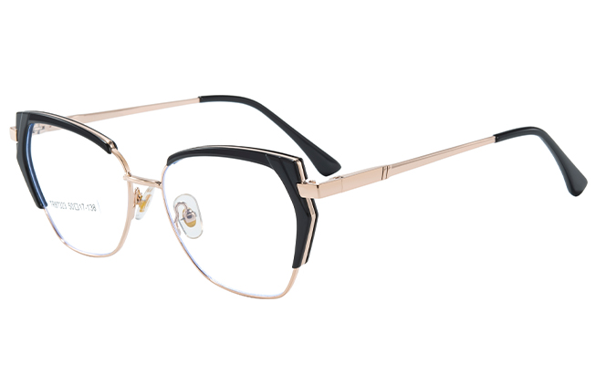 Glasseslit 200813 Cateye Spring Hinge Eyeglasses C1, Black frame
