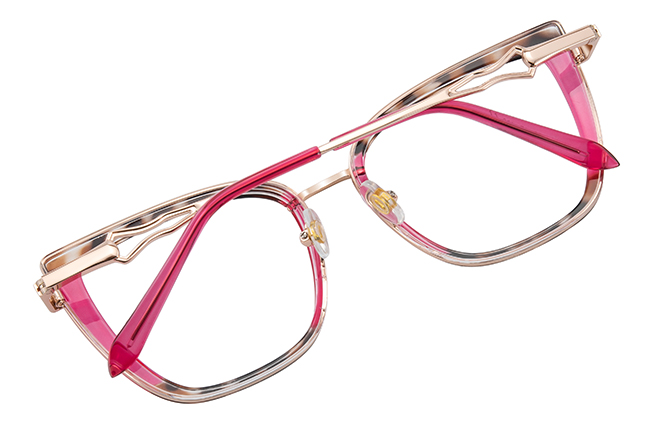 Glasseslit 200816 Cateye Spring Hinge Eyeglasses C6, Red frame, view 3