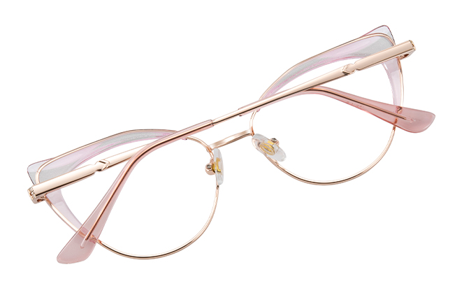 Glasseslit 200817 Cateye Spring Hinge Eyeglasses C6, Amber frame, view 3