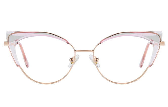 Glasseslit 200817 Cateye Spring Hinge Eyeglasses C6, Amber frame, view 4