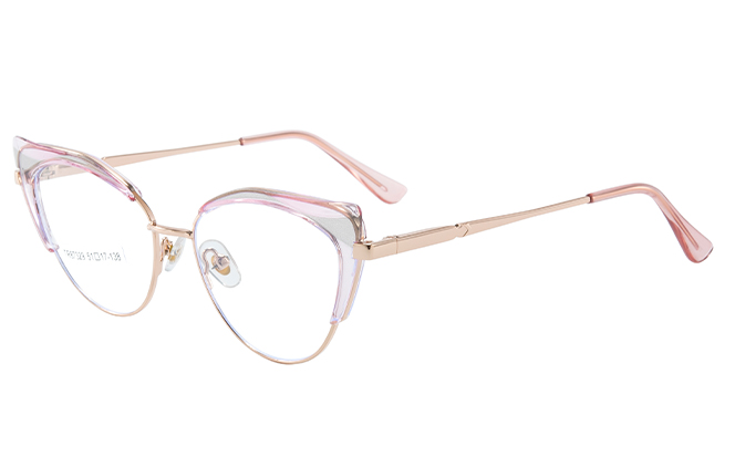Glasseslit 200817 Cateye Spring Hinge Eyeglasses C6, Amber frame