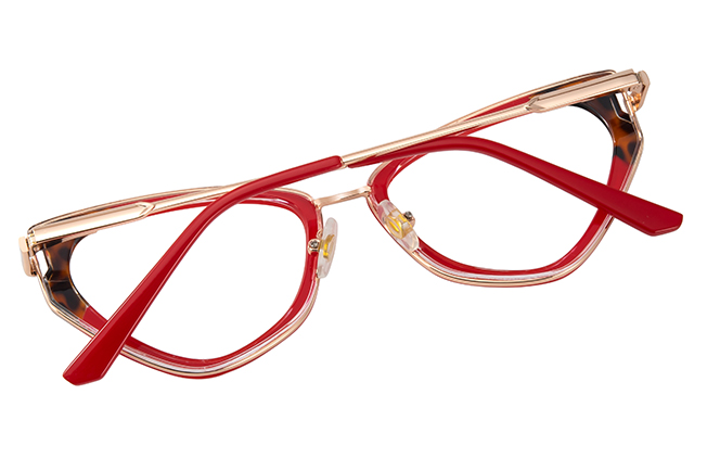 Glasseslit 200820 Cateye Spring Hinge Eyeglasses C3, Red frame, view 3