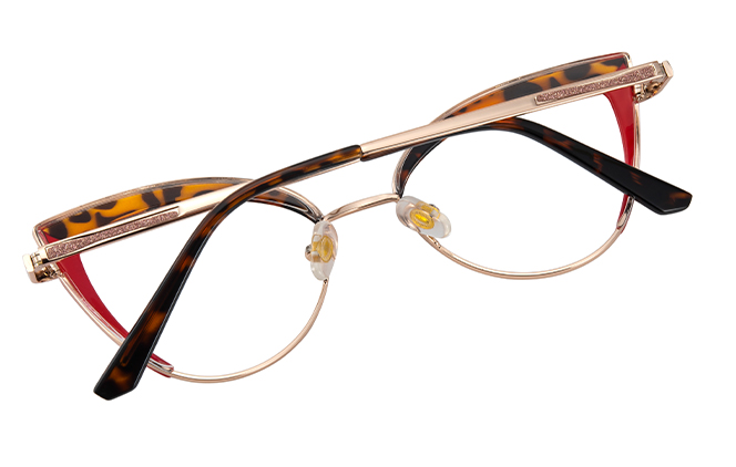 Glasseslit 200821 Cateye Spring Hinge Eyeglasses C2, Red frame, view 3