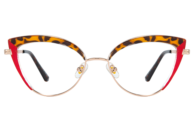 Glasseslit 200821 Cateye Spring Hinge Eyeglasses C2, Red frame, view 4