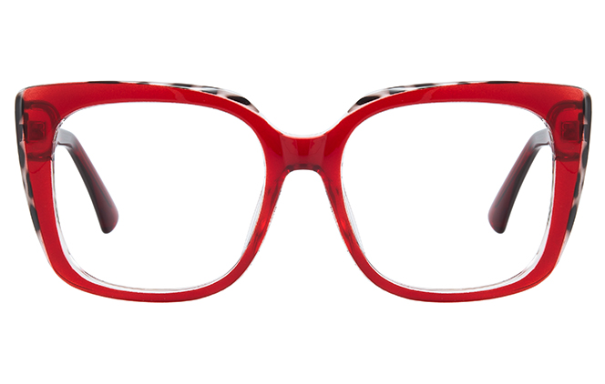 Glasseslit 200823 Square Spring Hinge Eyeglasses C2, Red frame, view 4