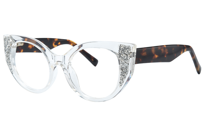 Glasseslit 200825 Cateye Spring Hinge Eyeglasses C3, Clear frame