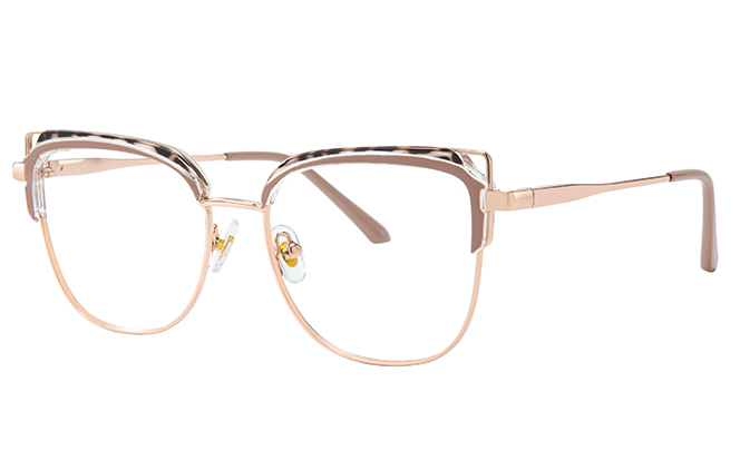 Glasseslit 200826 Cateye Spring Hinge Eyeglasses C5, Brown frame