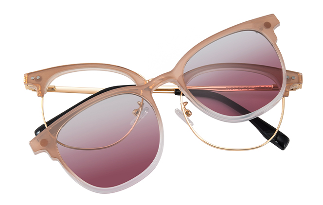 Glasseslit 200830 Browline Magnetic Clip on Eyeglasses C4, Pink frame, view 4