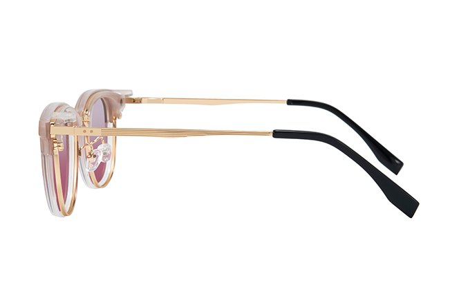 Glasseslit 200830 Browline Magnetic Clip on Eyeglasses C4, Pink frame, view 5