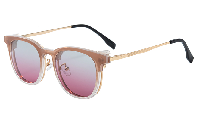 Glasseslit 200830 Browline Magnetic Clip on Eyeglasses C4, Pink frame