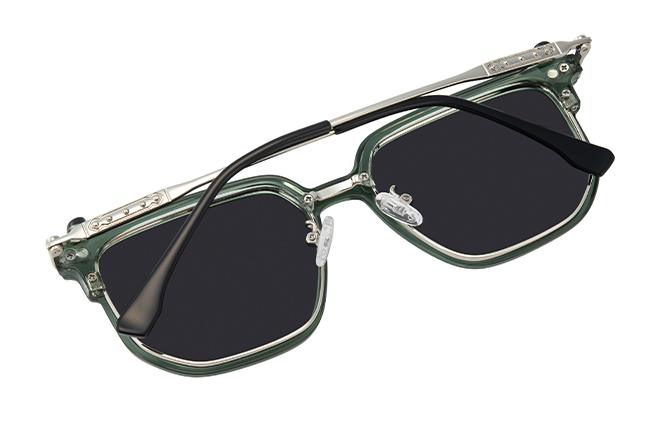 Glasseslit 200831 Browline Magnetic Clip on Eyeglasses C5, Green frame, view 3