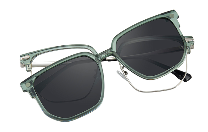 Glasseslit 200831 Browline Magnetic Clip on Eyeglasses C5, Green frame, view 4
