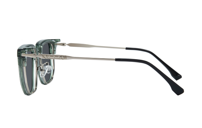 Glasseslit 200831 Browline Magnetic Clip on Eyeglasses C5, Green frame, view 5